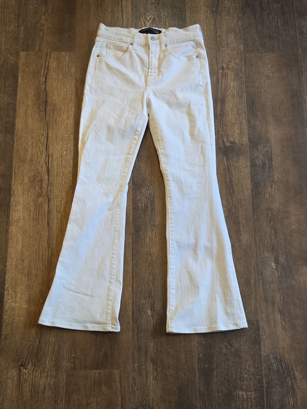 Veronica Beard White Beverly Skinny Flare High Rise Jeans 27